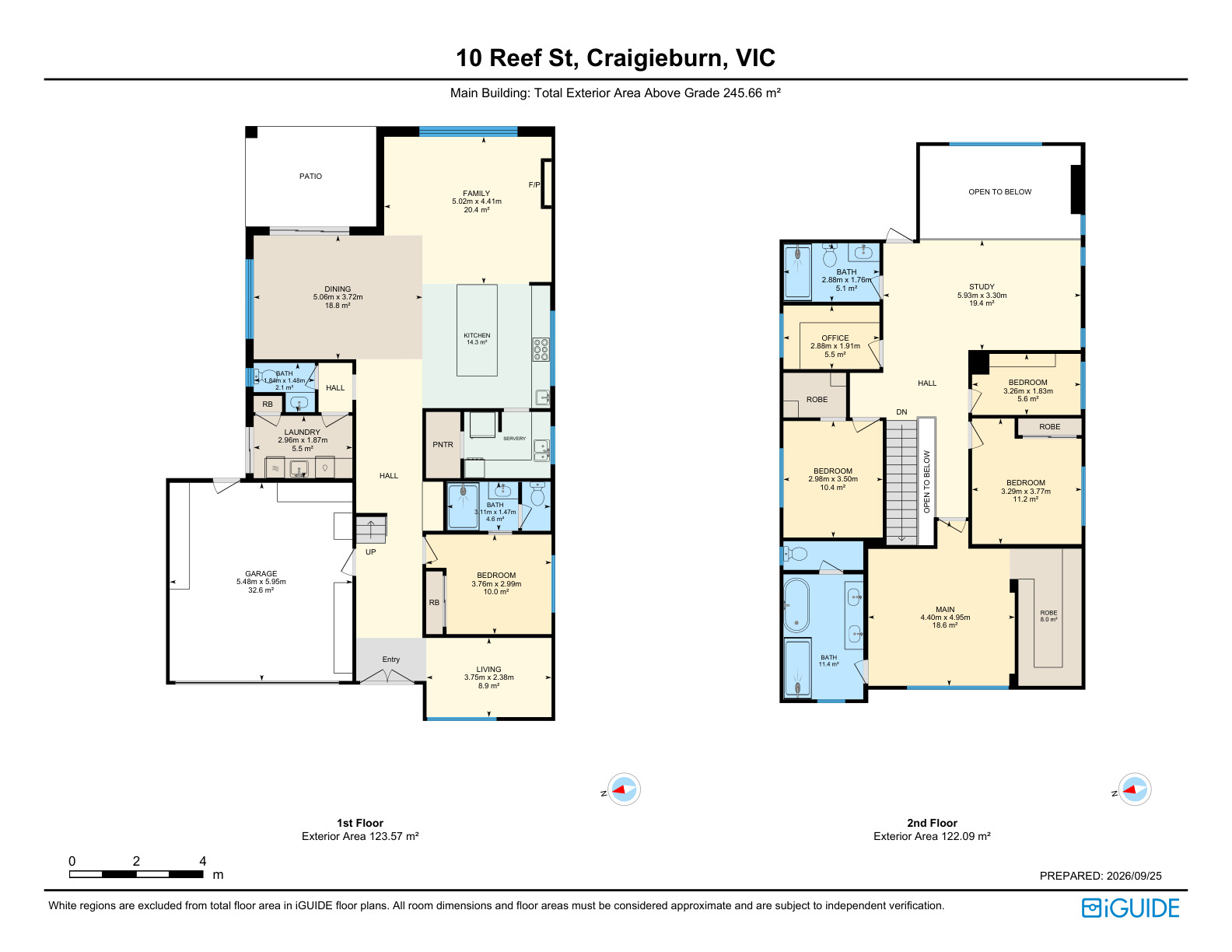 Two-storey floor plan showing both levels with room measurements