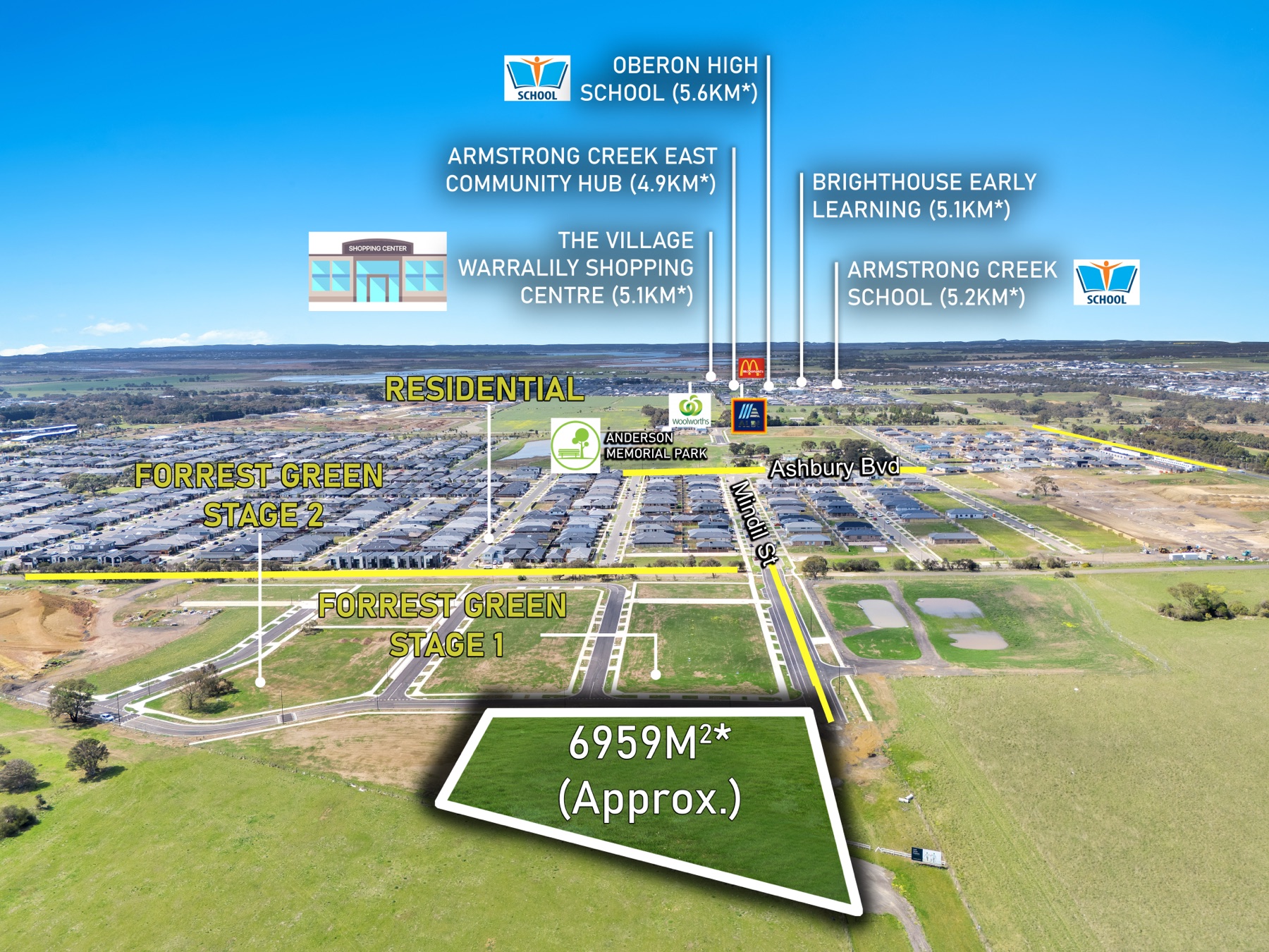 Aerial exterior architectural photograph